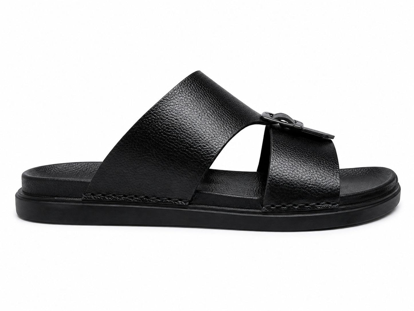 Wakefield Men's Premium Single Buckle Comfort Slide | Soft Cushioned Footbed | Anti-Slip Sole | Lightweight Casual Slippers | Black