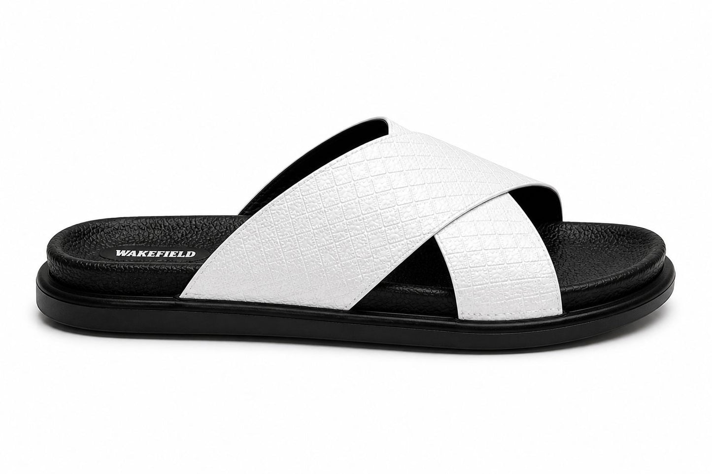 Wakefield Men's Premium Cross Strap Textured Slides - White