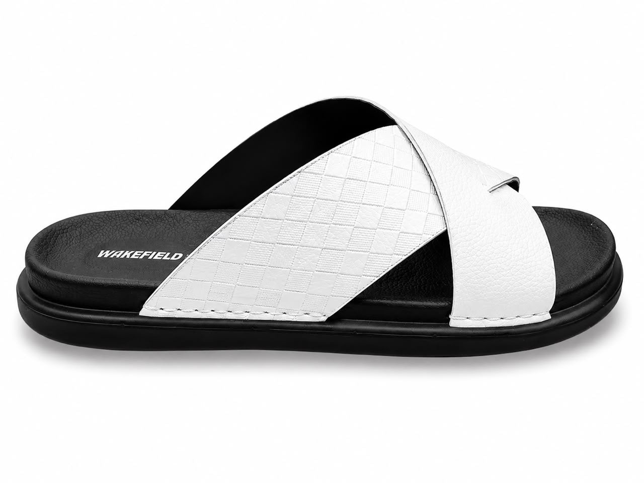 Wakefield Men's Premium Dual Texture Cut Cross Slides - White
