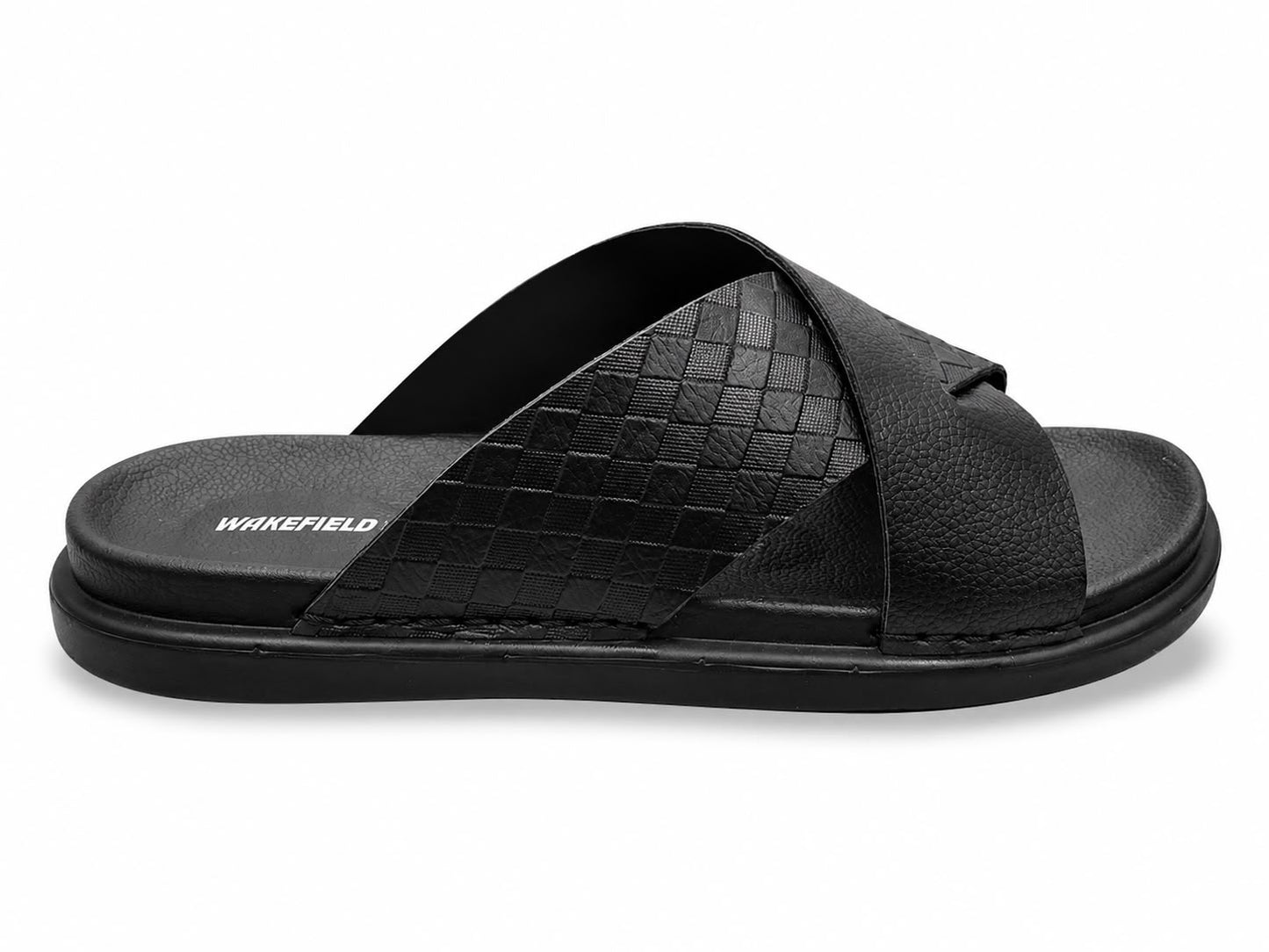 Wakefield Men's Premium Dual Texture Cut Cross Slides - Black
